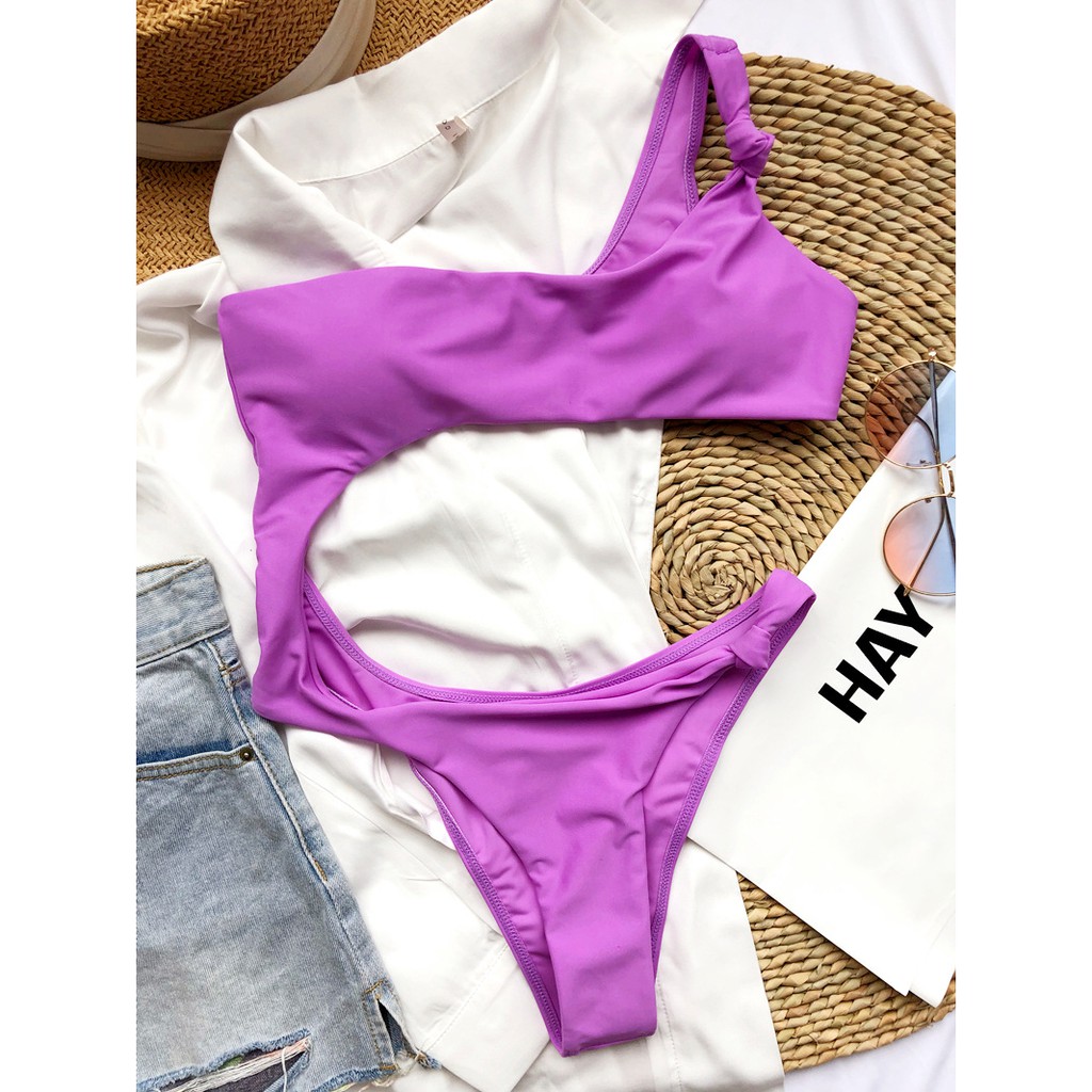 [BKN614] &lt;ÂU&gt; BODYSUIT LỆCH VAI CUTOUT ĐEN/XANH BLUE/TÍM