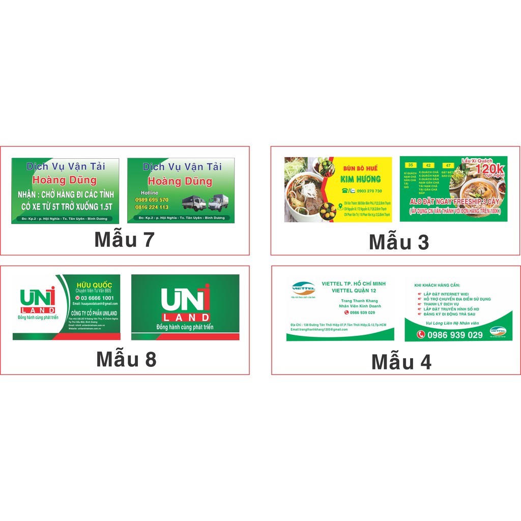 10 hộp (1000)c danh thiếp in theo yêu cầu