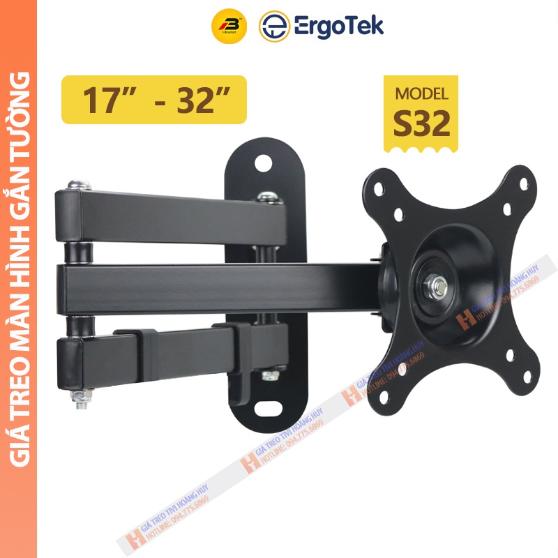 Giá Treo Màn Hình Máy Tính S32 14 - 17 - 23 - 29 - 32 Inch - Giá Treo Tivi Gắn Tường Xoay 360 Độ Linh Hoạt