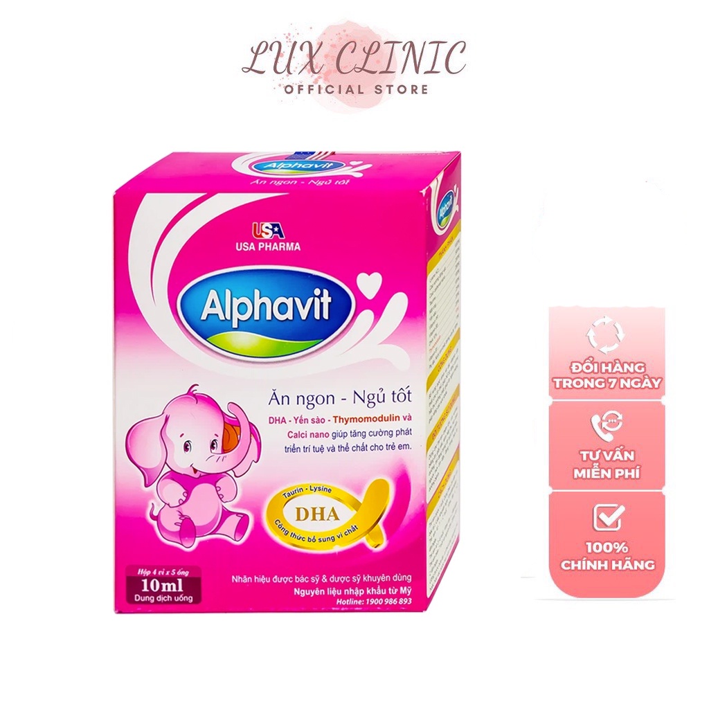Alphavit Ăn Ngon Ngủ Tốt - Giúp Bé Ăn Ngon Ngủ Tốt - Tăng Hấp Thu - Tăng Cường Sức Đề Kháng - Hộp 20 Ống Nhựa Bẻ
