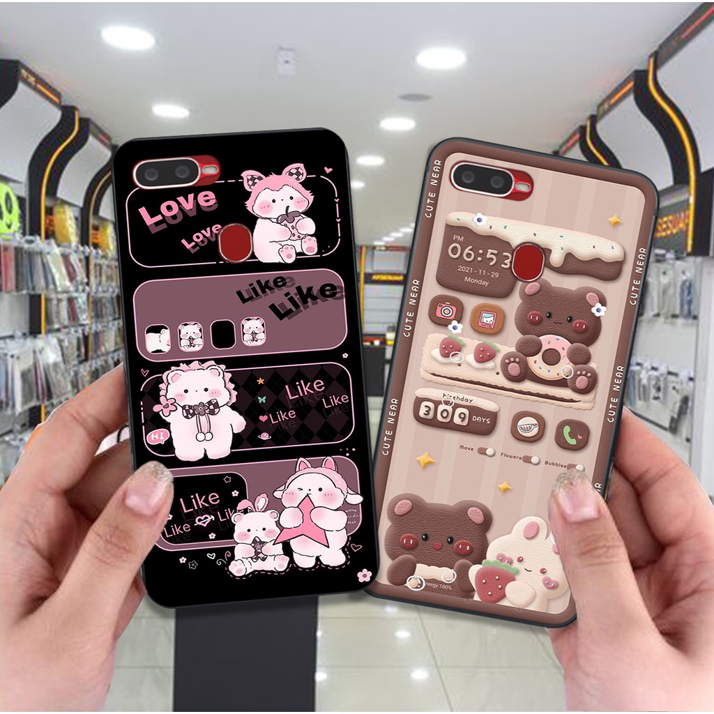 Ốp Oppo A5s / A7 / F9 / A12 bộ hình gấu , thỏ hồng cute dễ thương giá rẻ siêu bền