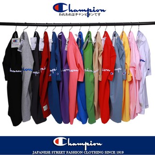 Áo thun cotton ngắn tay thêu chữ Champion