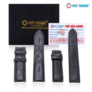 Dây Đồng Hồ Da Cá Sấu Size Lớn Huy Hoàng LS8206 - Đen (Size 22-24-26)