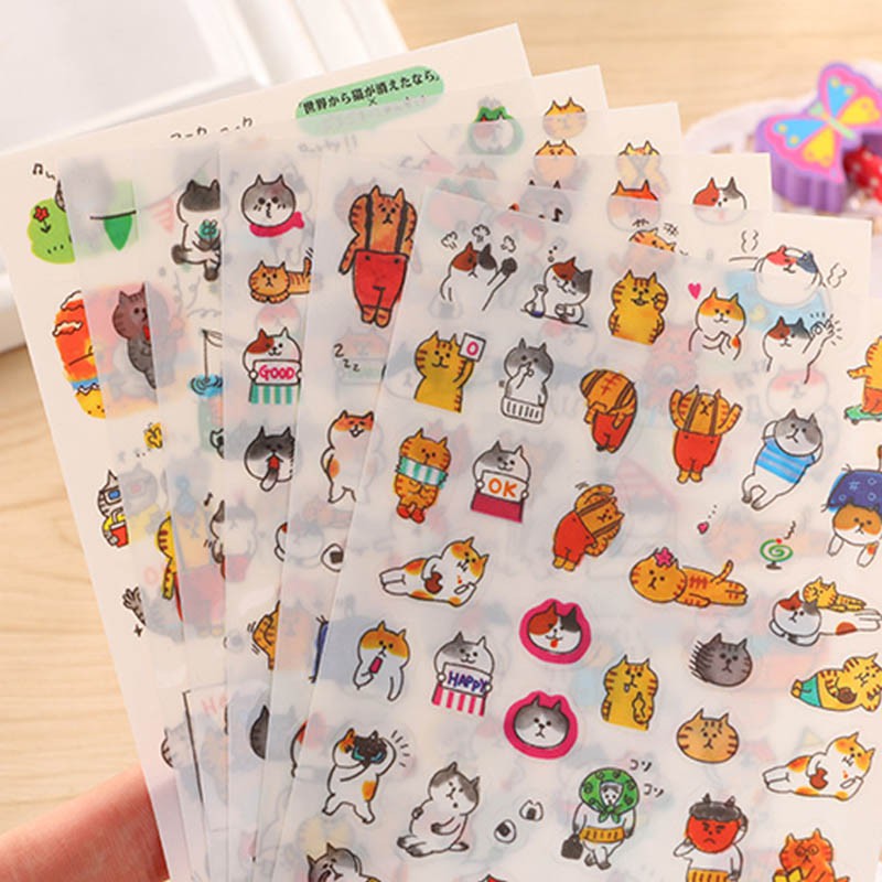Bộ 6 tờ sticker hình mèo