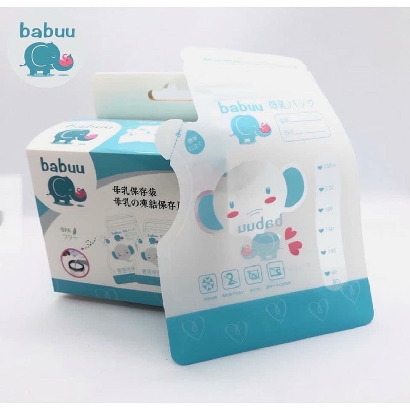 Hộp 50 túi trữ sữa 250ml Babuu Nhật Bản