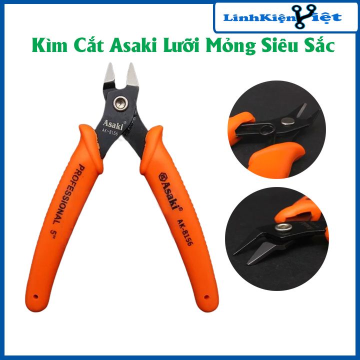 Kìm cắt chân linh kiện Asaki lưỡi mỏng siêu sắc