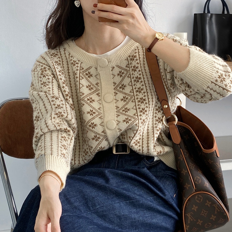 Áo khoác cardigan dệt kim màu sắc thời trang giữ ấm cho nữ