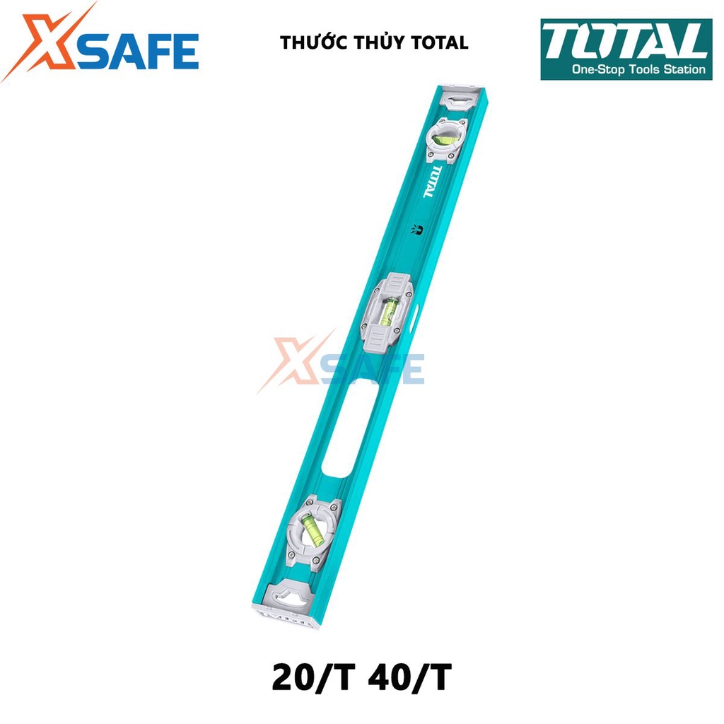 Thước thủy TOTAL Thước nivo chiều dài 80-100cm, độ dày thước nhôm 2mm, có nam châm Dùng đo góc nghiêng, độ nghiêng