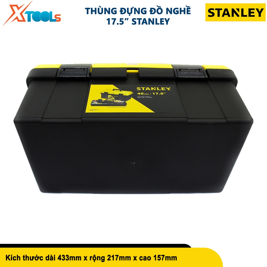 Hộp dụng cụ nhựa STANLEY | Thùng đồ nghề có khay đựng phụ kiện, có chốt khóa bằng nhựa [chính hãng][xtools]