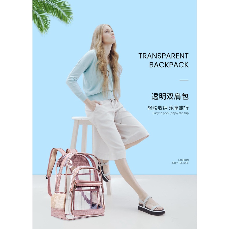 Ba Lô Nhựa PVC Trong Suốt Thiết Kế Đơn Giản Phong Cách Hàn Quốc Thời Trang Cho Nữ