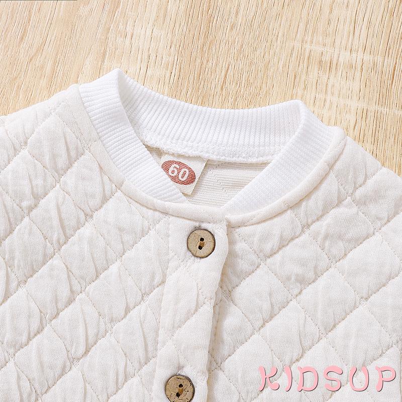 Kidsup1-bộ Áo Liền Quần Dài Dáng Rộng May Chắp Vá Cài Khuy Tay Dài Đính Kim Cương Dành Cho Bé Trai Bé Gái