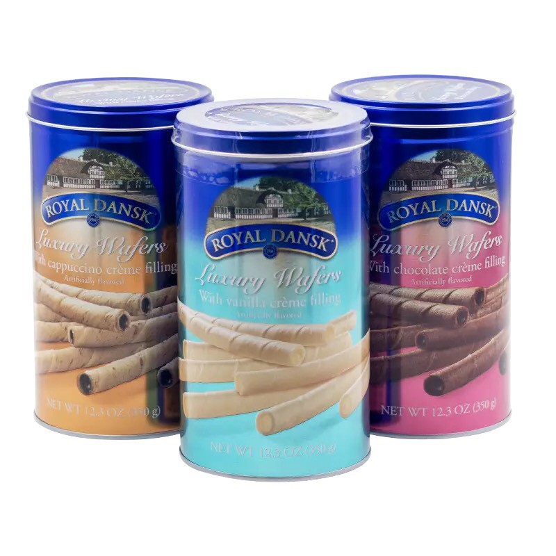 Bánh ốc quế nhân kem Royal Dansk Luxury Wafers - bánh Đan Mạch cao cấp làm quà biếu tặng