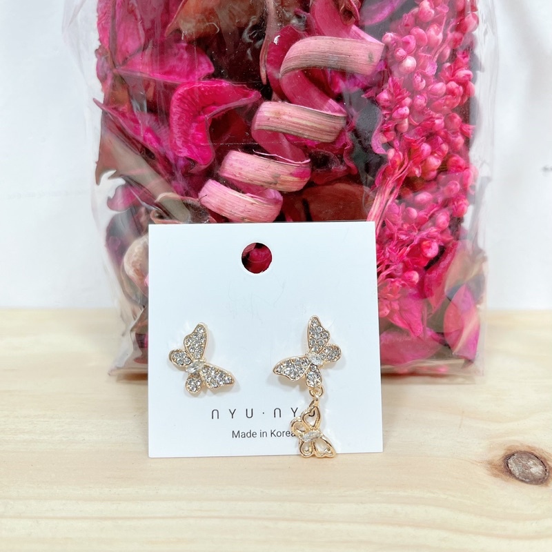 bông tai trái tim đối xứng ngắn dài khuyên tai hàn quốc