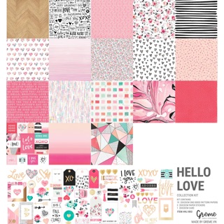 Set giấy scrapbook Hello love