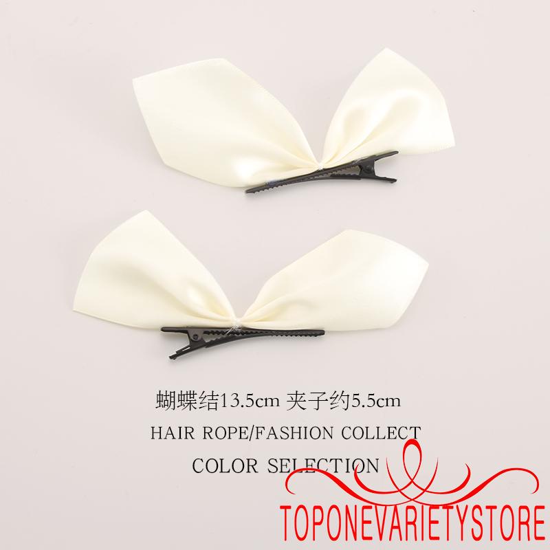 Kẹp tóc nơ nhỏ màu trơn chống trượt phong cách vintage cho nữ