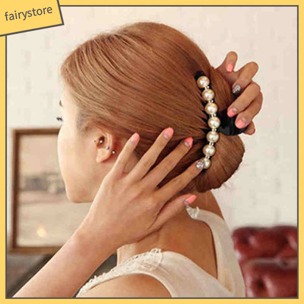 Kẹp tóc đính đá và ngọc trai giả thanh lịch dành cho nữ