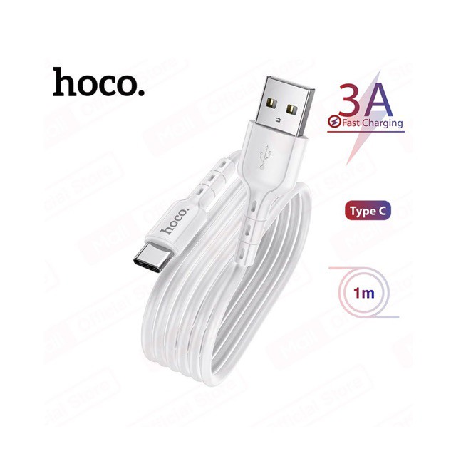 Cáp sạc nhanh và truyền dữ liệu Hoco DU01 USB to Type-C sạc nhanh 3A, dây dẻo, đầu sạc chống đứt dài 100cm