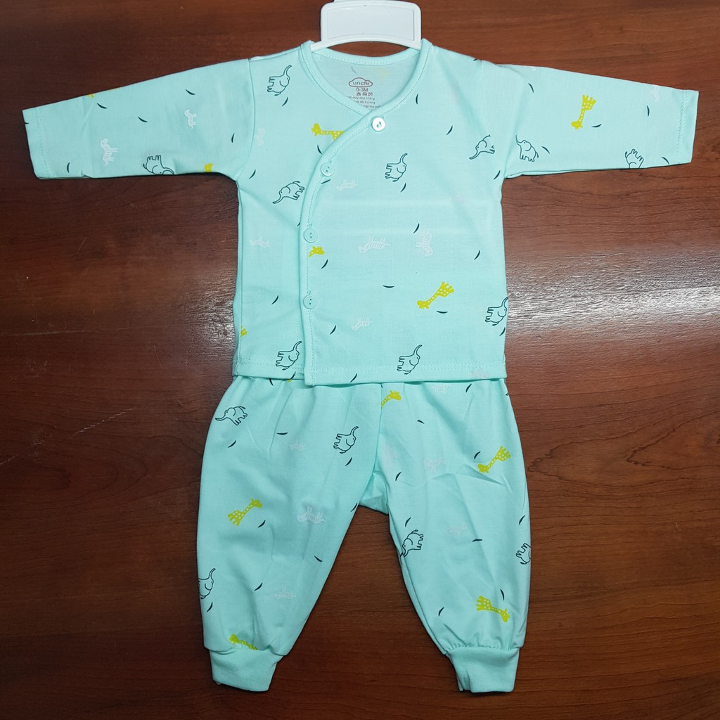 Bộ Dài Tay Cho Bé Sơ Sinh Khuy Lệch In Họa Tiết 3-9kg BR54 _ B2