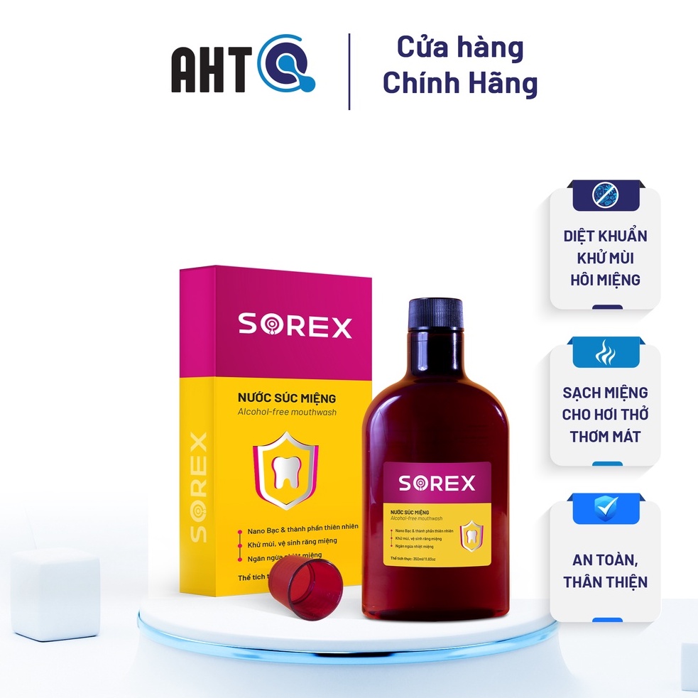 Nước súc miệng nano bạc Sorex - khử mùi hôi miệng, ngừa nhiệt miệng, viêm họng 350ML