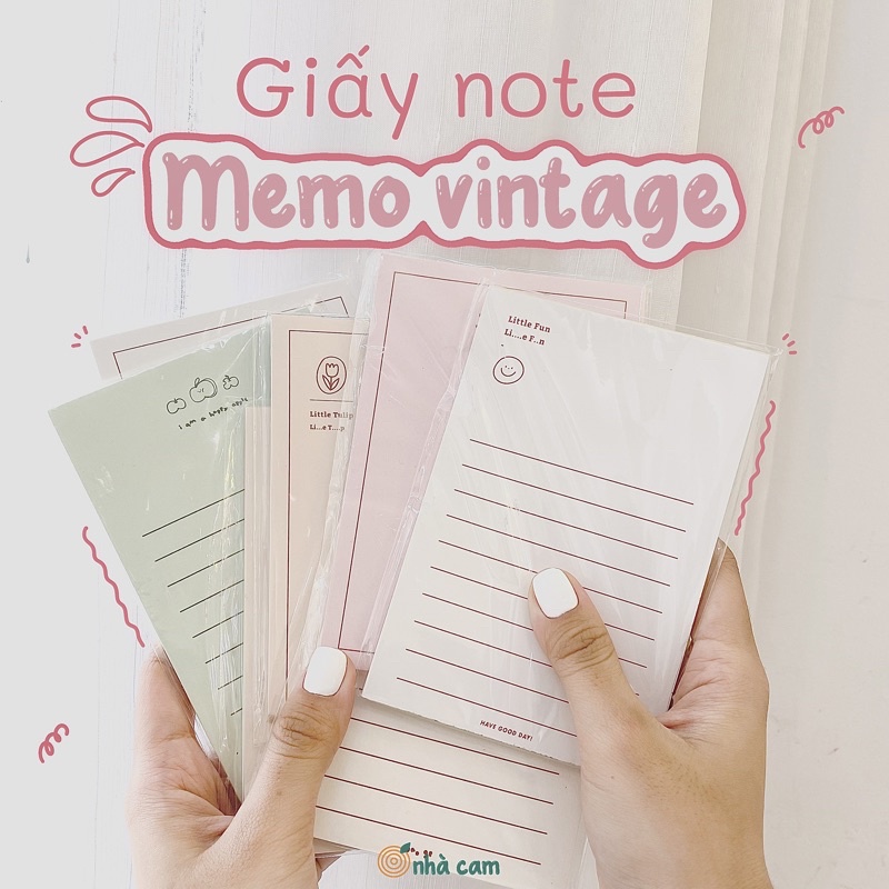 Giấy Note Ghi Chú Memo Vintage 2 Màu Nhà Cam