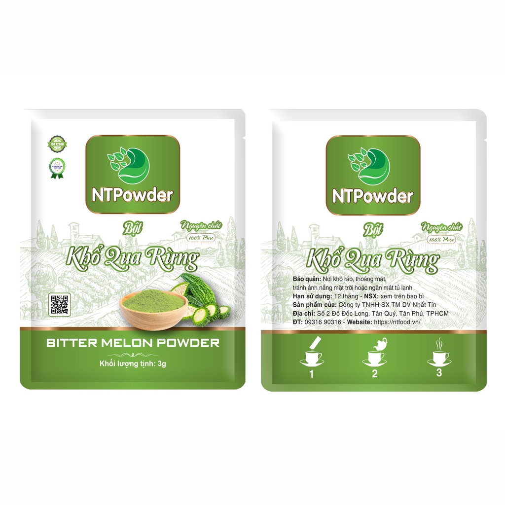 [Hộp 20 gói x 3g] Bột Khổ Qua Rừng sấy lạnh nguyên chất NTPowder 60g - Nhất Tín Food