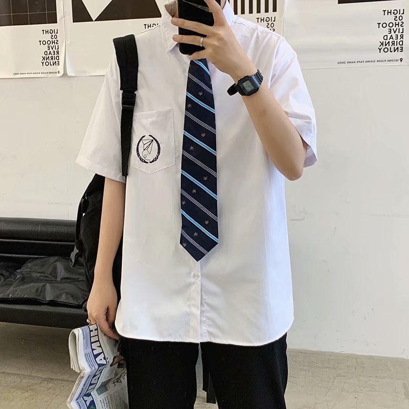 Áo sơ mi trắng tay ngắn thời trang Hàn Quốc size S-4Xl