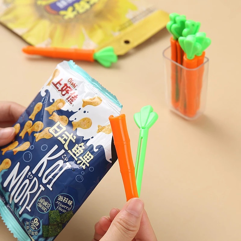 Bộ 5 Kẹp Niêm Phong Túi Thức Ăn Hình Củ Cà Rốt Hoạt Hình