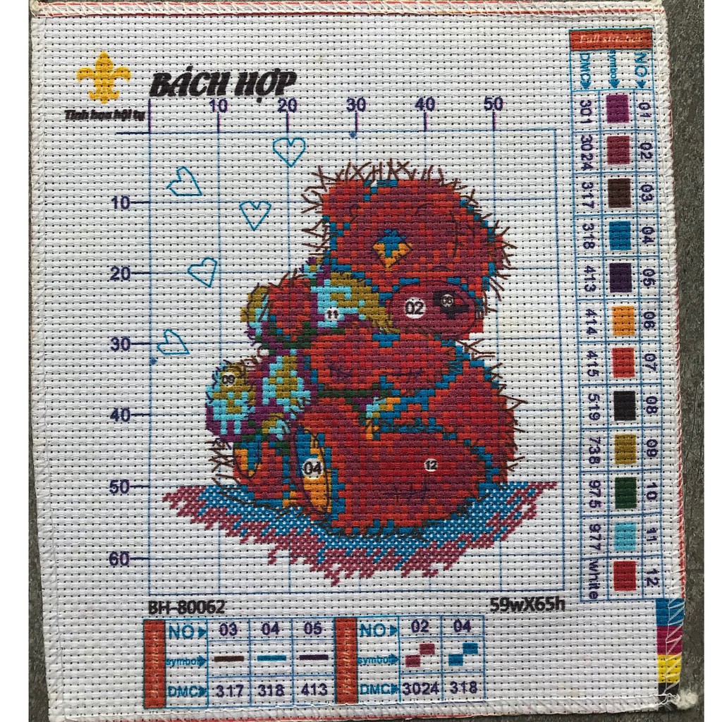 TRANH THÊU CHỮ THẬP - GẤU XÁM DỄ THƯƠNG