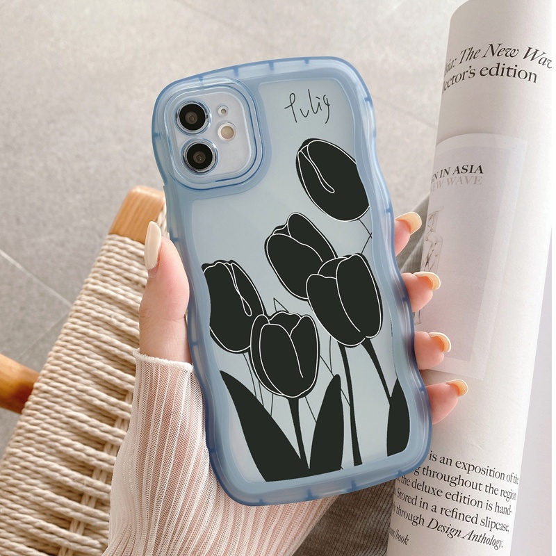 Suntaiho ốp lưng iphone Ốp điện thoại mềm trong suốt in hình hoa tulip thích hợp cho iPhone 11 11 Pro 13 12 Pro Max X XS Max XR 7