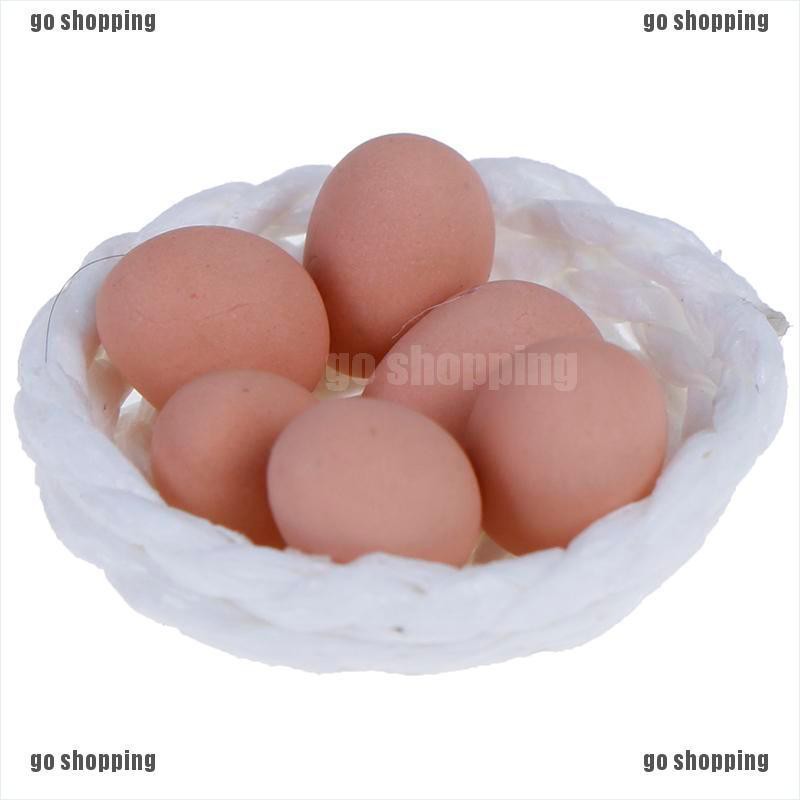 {go shopping}1:12 Dollhouse miniature chicken eggs and nest set for kids toy