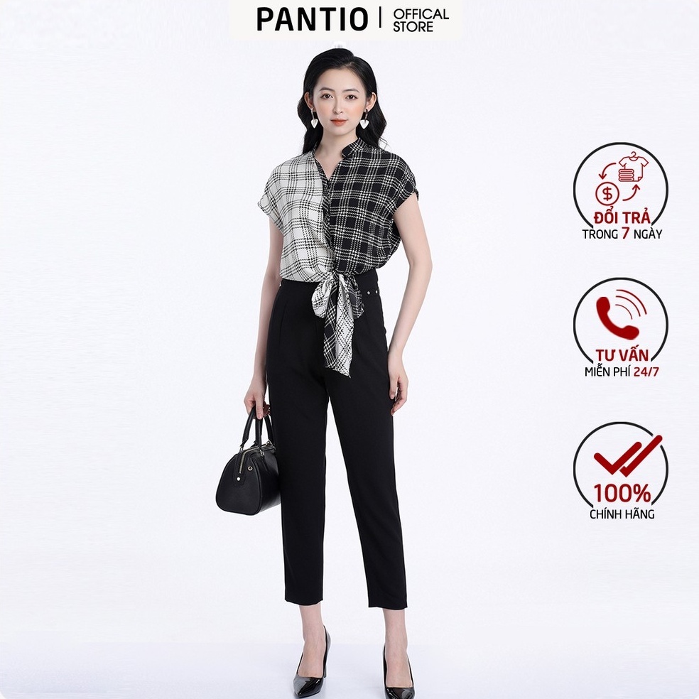 Áo sơ mi kèm hoạ tiết kẻ caro chất mát năng động trẻ trung FAS52559- PANTIO