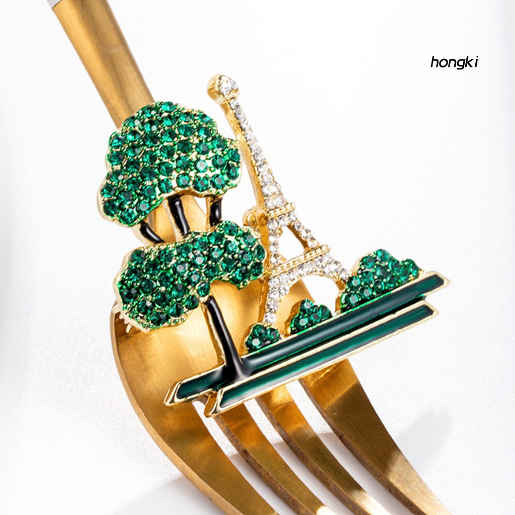 Ghim cài áo hình thám eiffel đính đá nhân tạo lấp lánh thời trang sang trọng