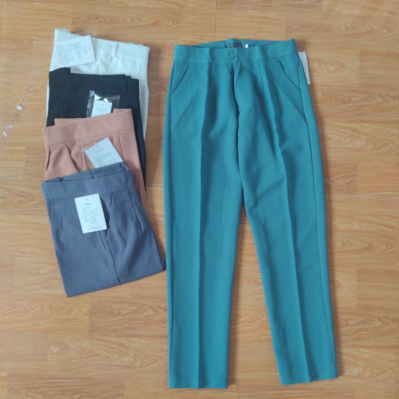 Quần baggy nữ công sởFREESHIPcạp cao cúc bọc vải tuyết mưa cao cấp [ANVU STORE QNU11]