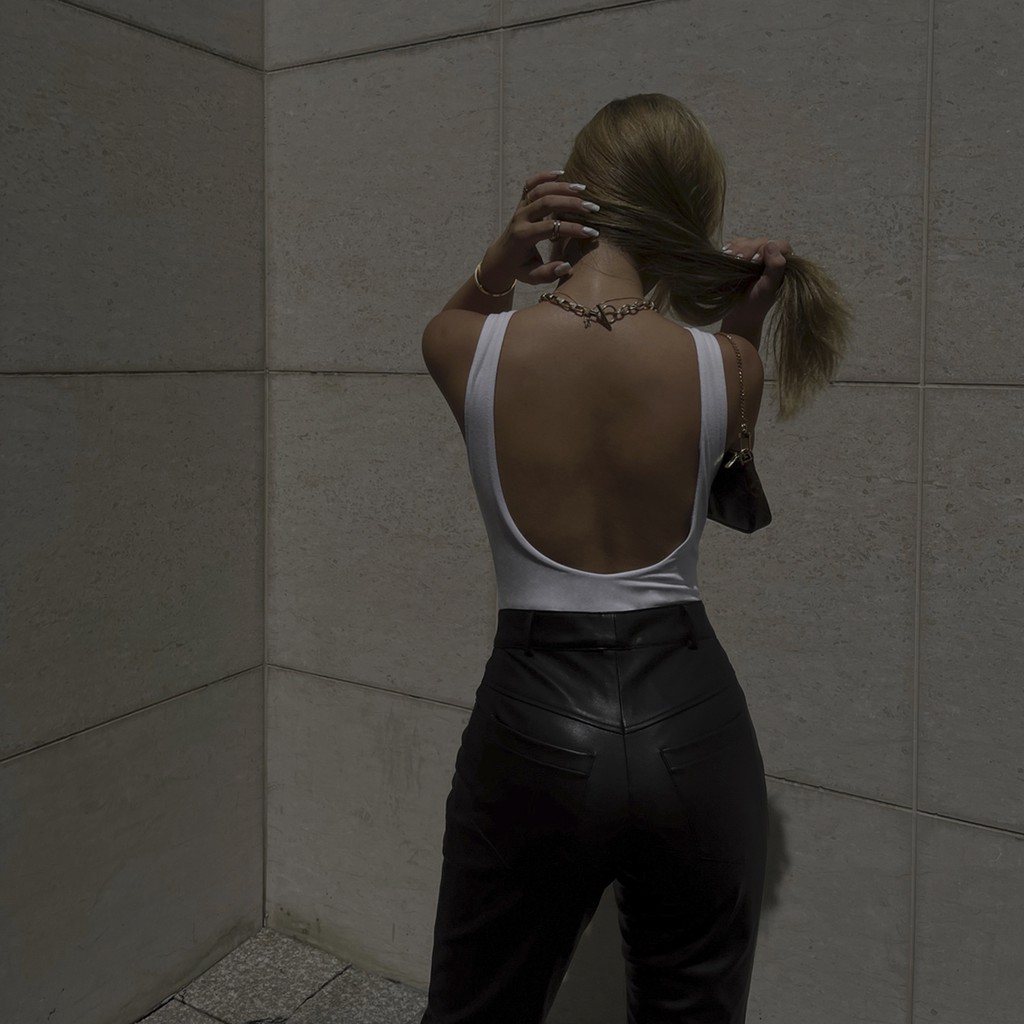 Bodysuit cổ Oval khoét lưng - Oval Neck Tank Bodysuit