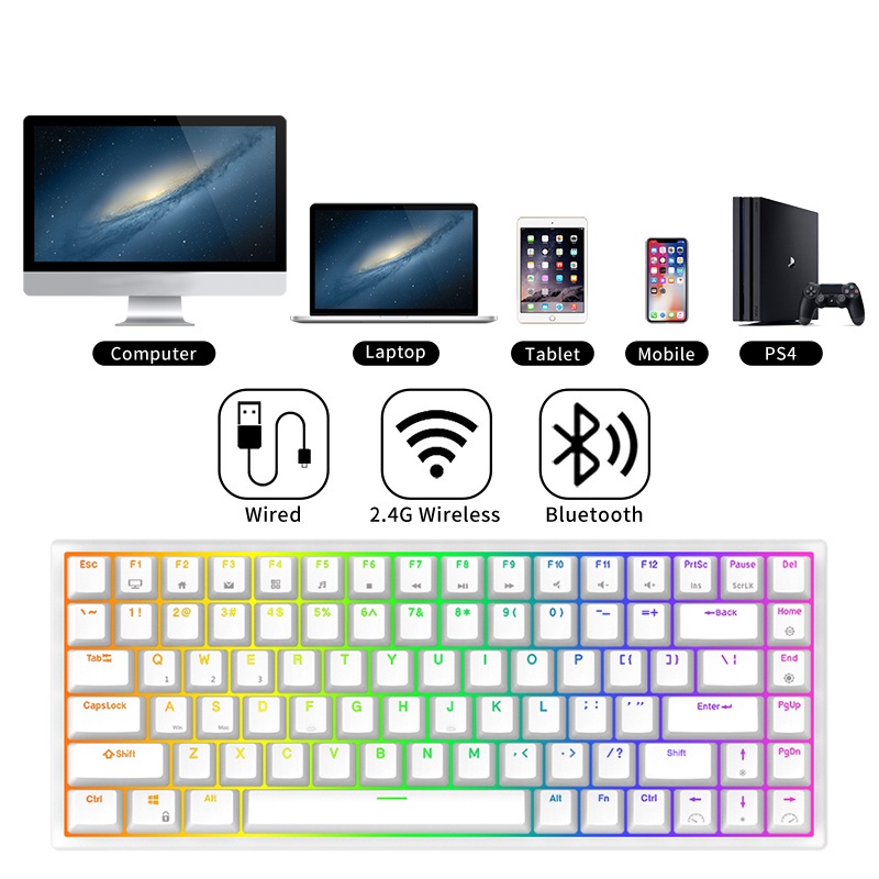 Bàn phím cơ RK ROYAL KLUDGE RK84/ RK857 Bluetooth 2.4g nhiều màu sắc