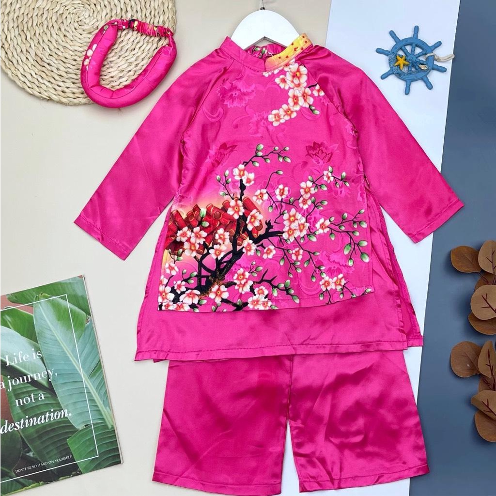 Áo dài hoa đào LITIBABY 2/7