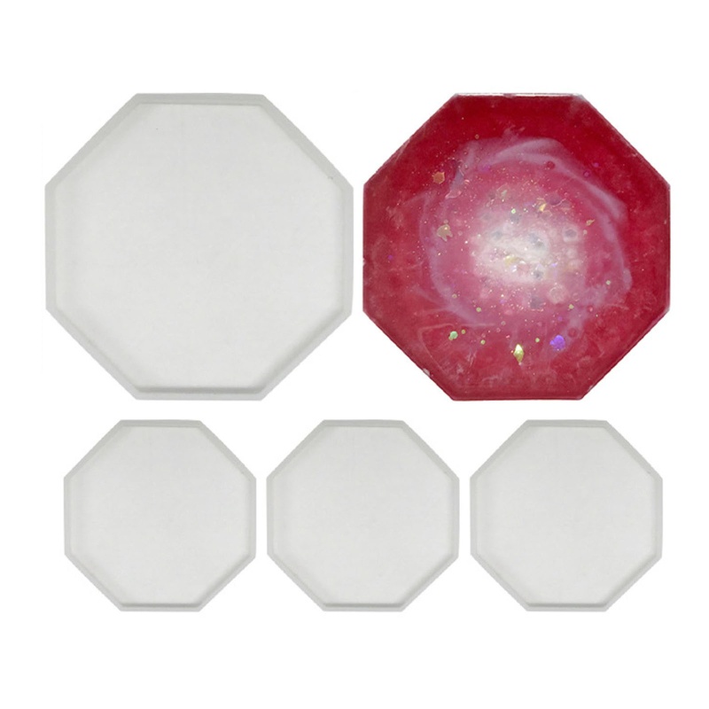 Bộ 4 Khuôn Silicone Làm Đế Lót Ly Hình Bát Giác