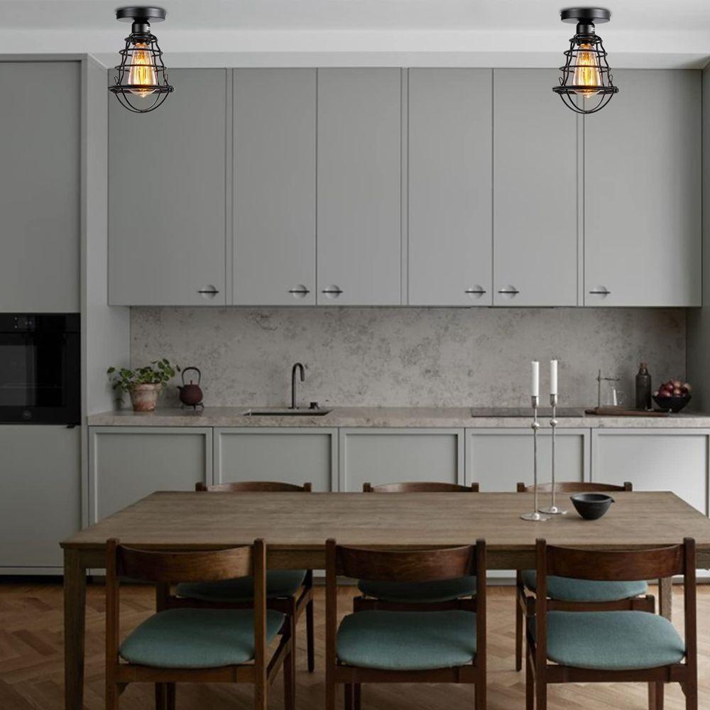 Đế Đèn Trần E26 Màu Đen Bằng Kim Loại Dùng Trang Trí Hành Lang / Nông Trại
