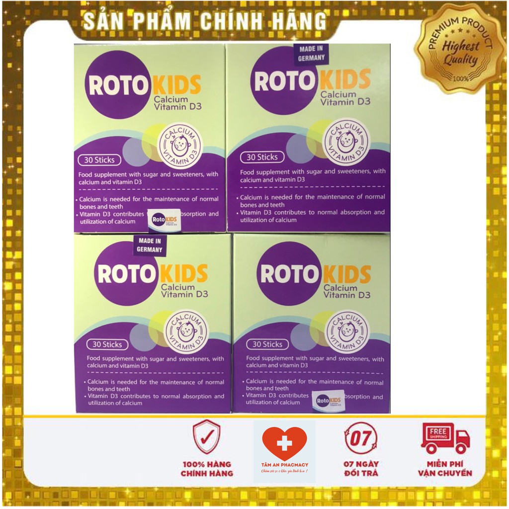 [ Kèm Quà Tặng] RotoKids Calcium 400mg + D3 Tăng cường hấp thu canxi tối đa ( hộp 30 gói ) | Thế Giới Skin Care