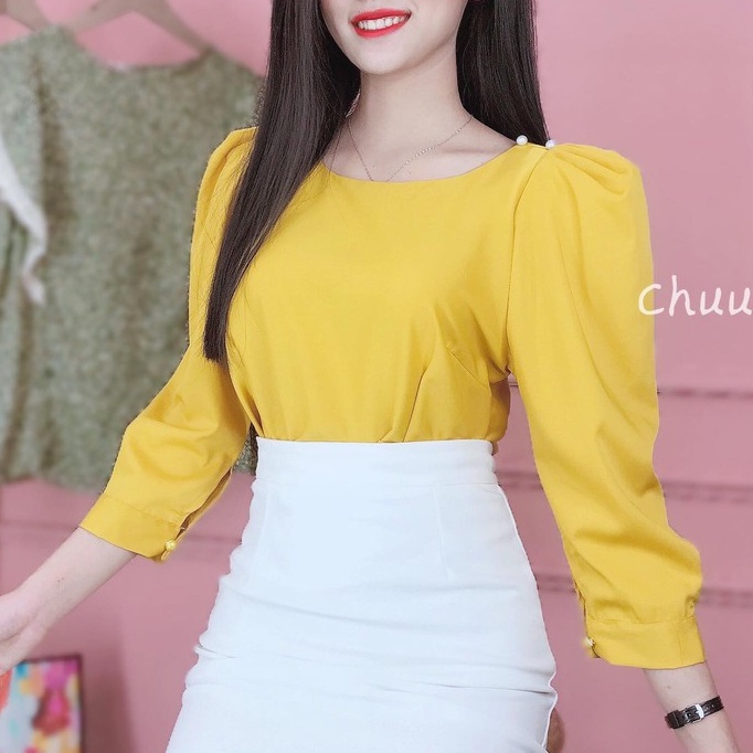 Áo sơ mi công sở nữ kiểu tay phồng sang chảnh CHUU A3521