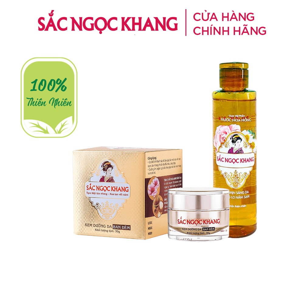 Bộ đôi kết hợp dưỡng da hoàn hảo 2 [Nước hoa hồng Sắc Ngọc Khang 145ml & Kem dưỡng da ban đêm Sắc Ngọc Khang 30g]