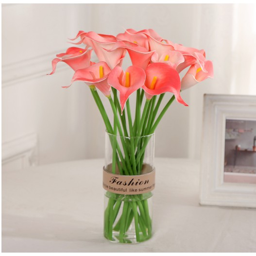 Hoa giả- hoa rum calla lily cao su mini  cao cấp cành dài 34 cm siêu đẹp