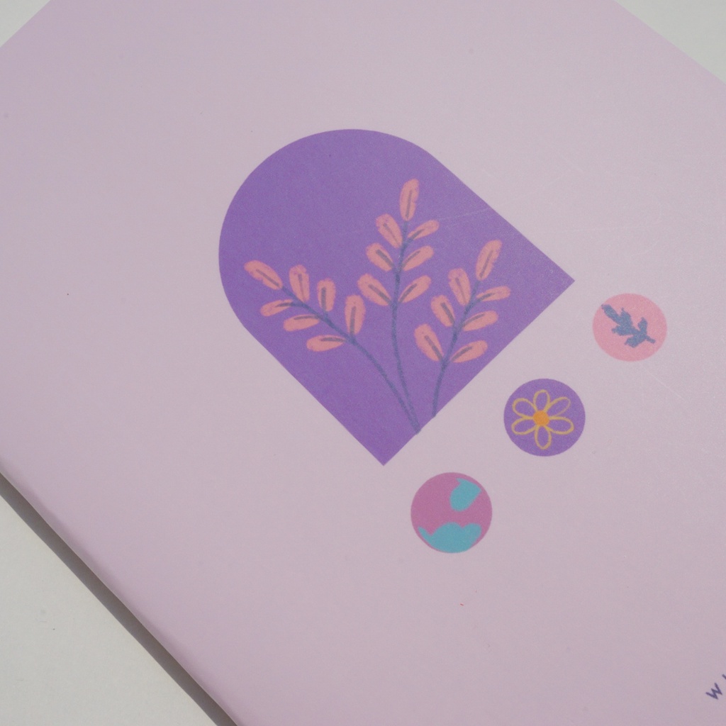 Tập vở học sinh A5,B5 bìa tím hoa doodles y2k 80gsm ruột kẻ ngang-ô vuông