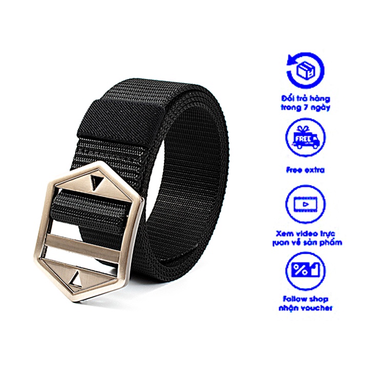 Thắt lưng nam chất liệu vải dù PE-Size 3.5 x 115cm dày 0.25 cm - Khóa kim hình lục giác - phong cách phượt