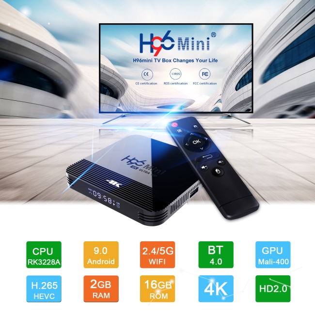 Hộp Tv Box Rockchip Rk3228A H2.4G / 5g Wifi Android 9.0 Google Play 2.4g / 5g