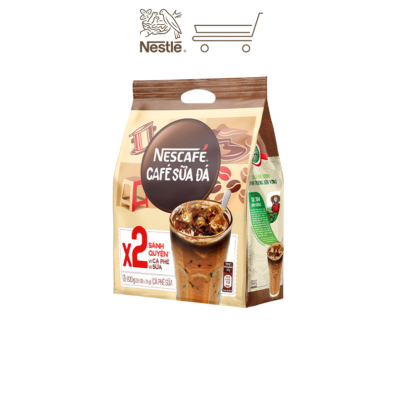 [Tặng Bình nước Inochi 1.3L] Cà phê hòa tan Nescafé - CÀ PHÊ SỮA ĐÁ (bịch 25 gói x 24g)