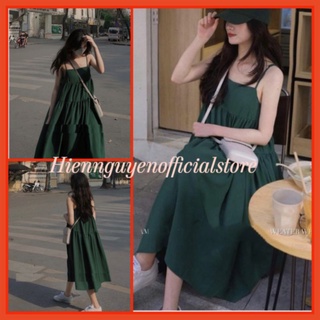  Đầm 2 Dây 3 Tầng Màu Xanh Nữ FREESHIP 🌸Váy Babydoll suông dáng dài chất đũi xước mặc đi biển trẻ trung  năng động 