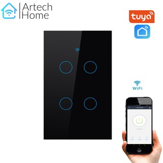 Công tắc TUYA smart cảm ứng 4 nút đen (WIFI + RF)
