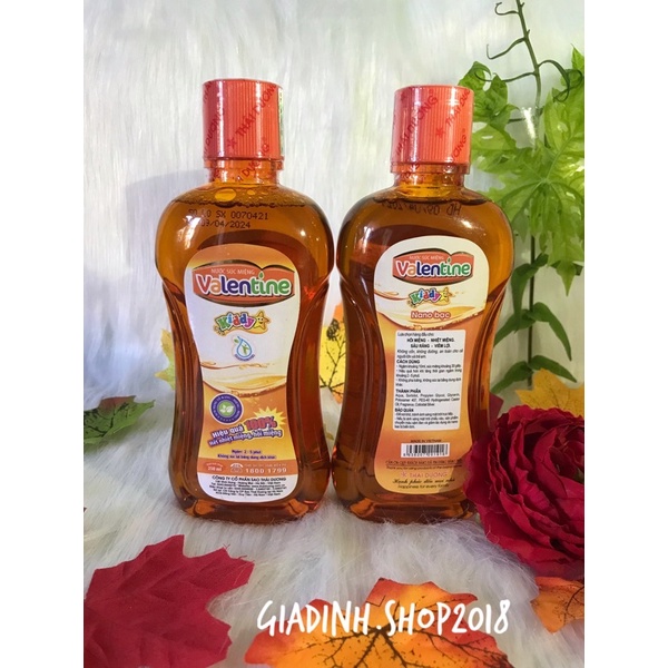 Súc miệng Valentine &amp; Thái Dương Trẻ em chai 250ml