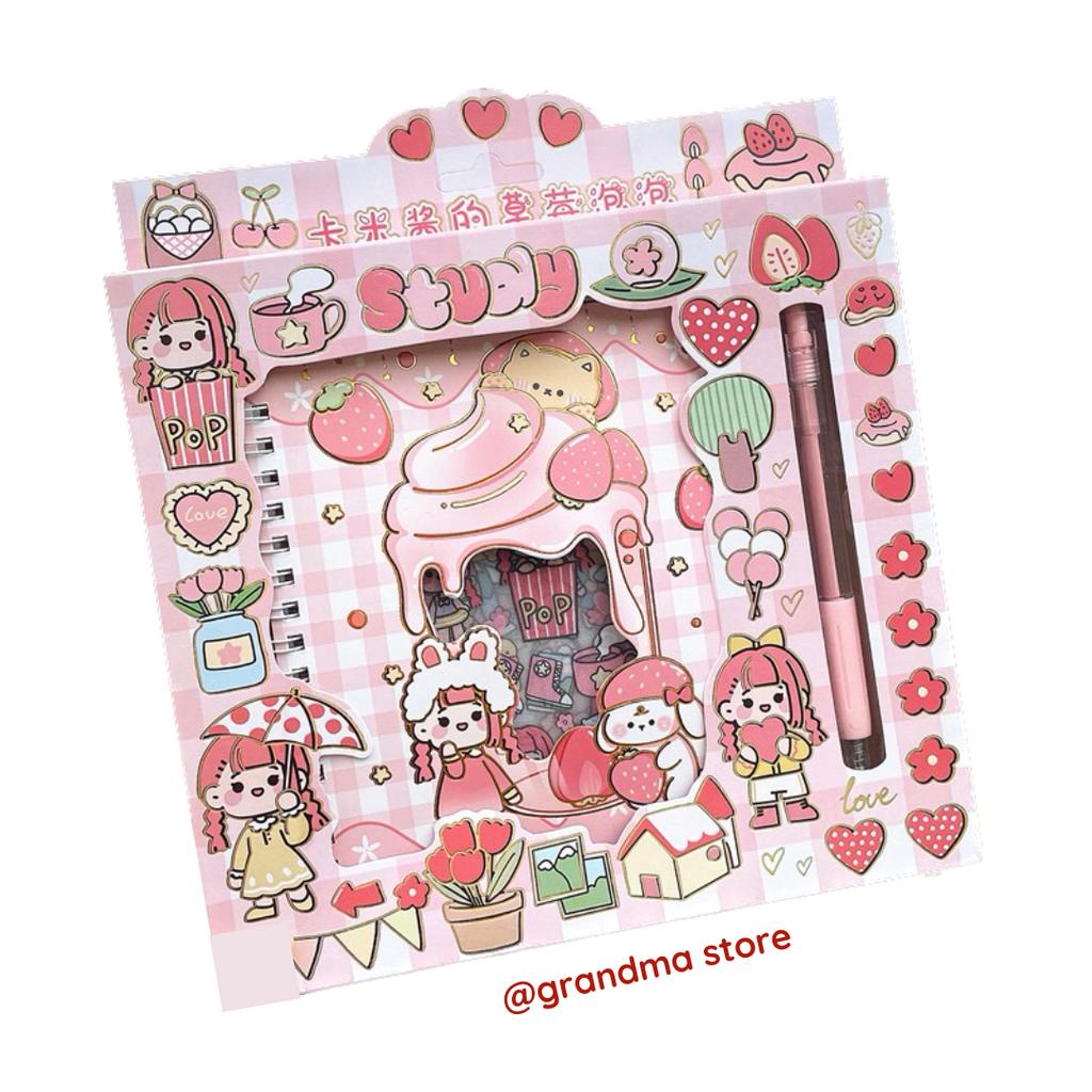 Hộp gồm sổ Sticker đính kèm dao rọc giấy hình bút